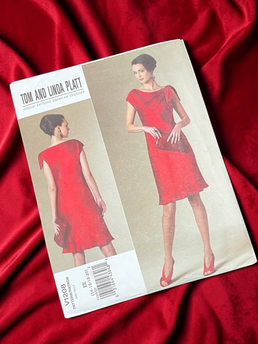 Vogue 1208 Designer Dress Pattern 14-20 Bias Cut Cocktail Evening Glam Elegant